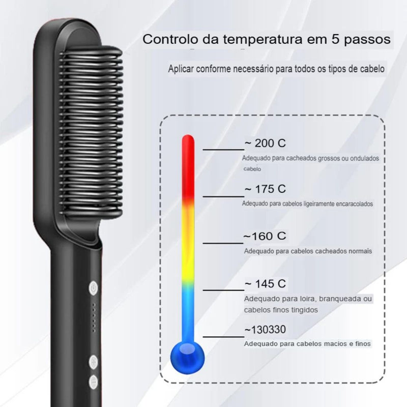 Chapinha Escova Secadora Profissional de Cabelo Pente Alisamento Elétrico