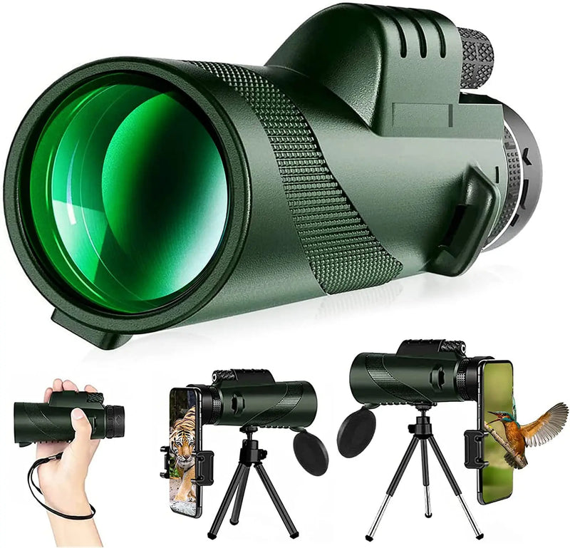 Telescópio Portátil Zoom HD 5000M – Dobrável, Alcance 5000m, 20x-50x Aumento – Ideal para Caça, Camping e Observação