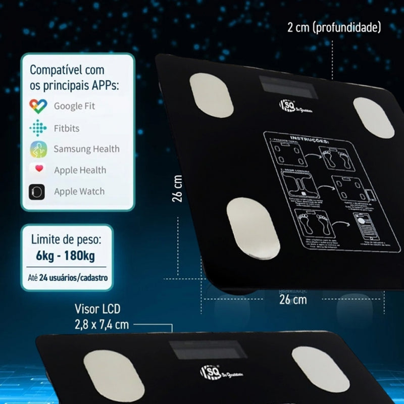 Balança Digital Corporal Bioimpedância Bluetooth