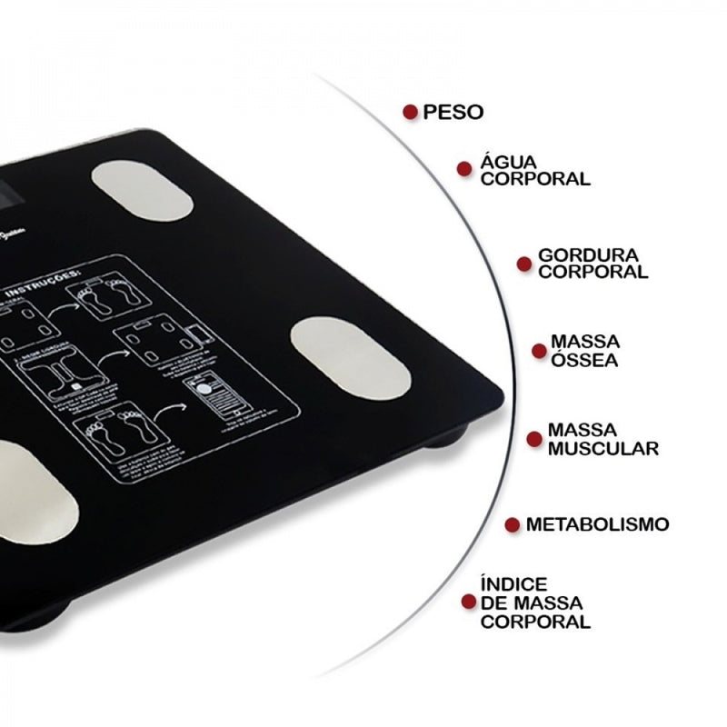 Balança Digital Corporal Bioimpedância Bluetooth