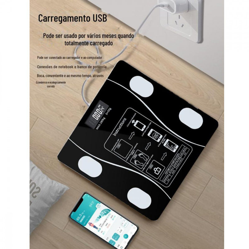 Balança Digital Corporal Bioimpedância Bluetooth