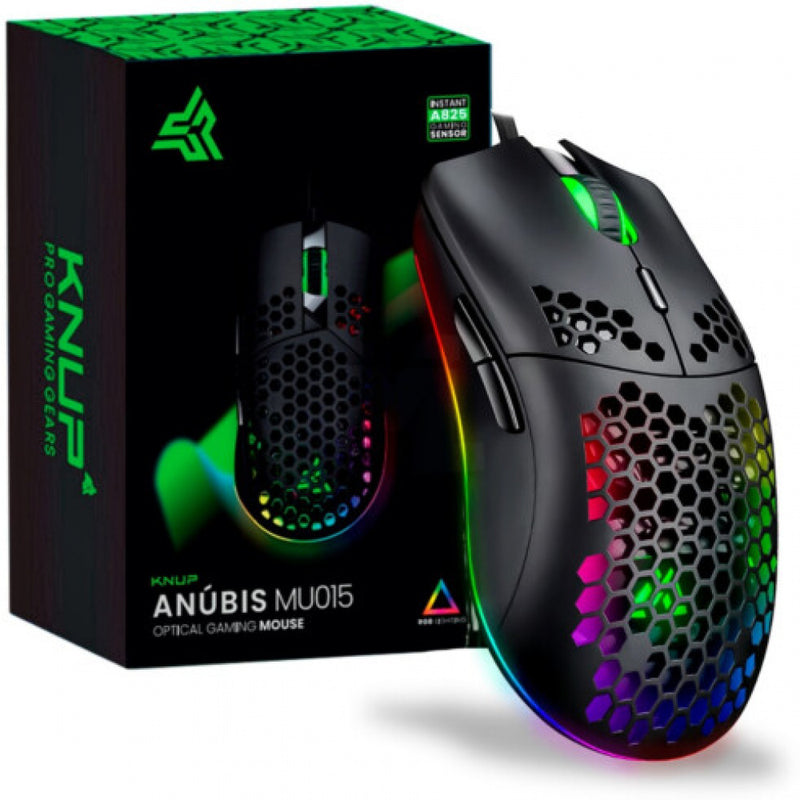 Mouse Gamer Anúbis 12800 Dpi 7 Botões Led RGB KNUP KP-MU015