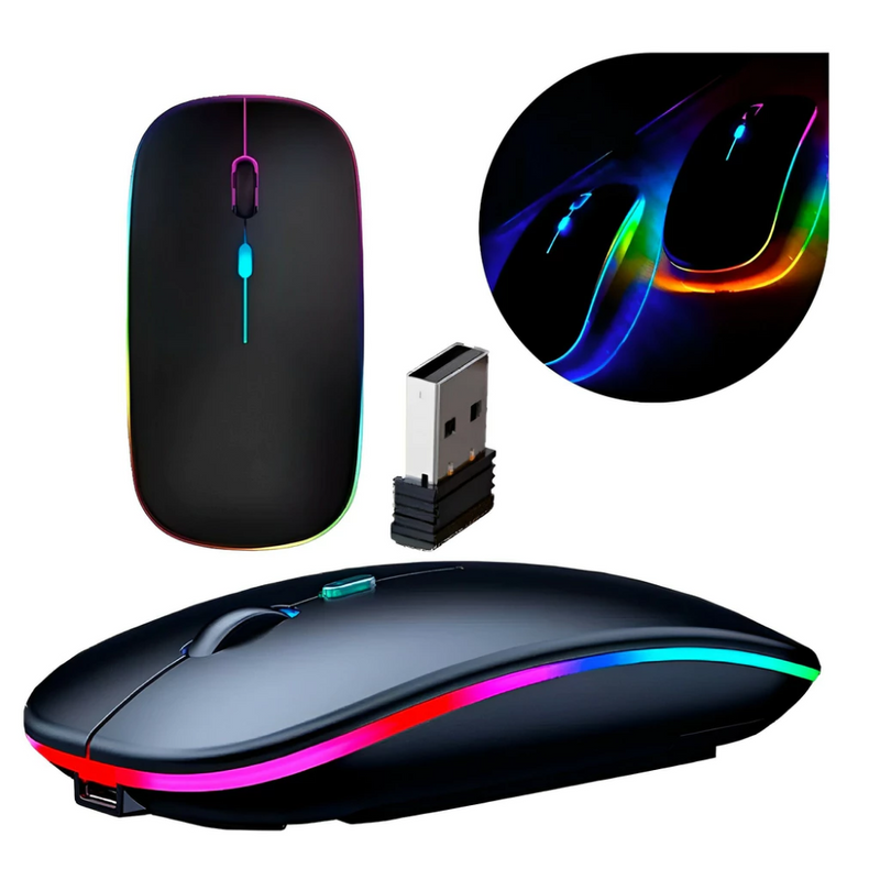 Mouse sem Fio Usb Recarregavel RGB Led Precisão e Estilo em Um Só Produto