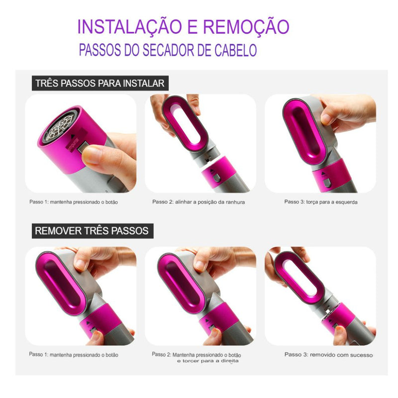 Secador + Alisador 5 em 1 Profissional | 1000W | Zoom Eletro