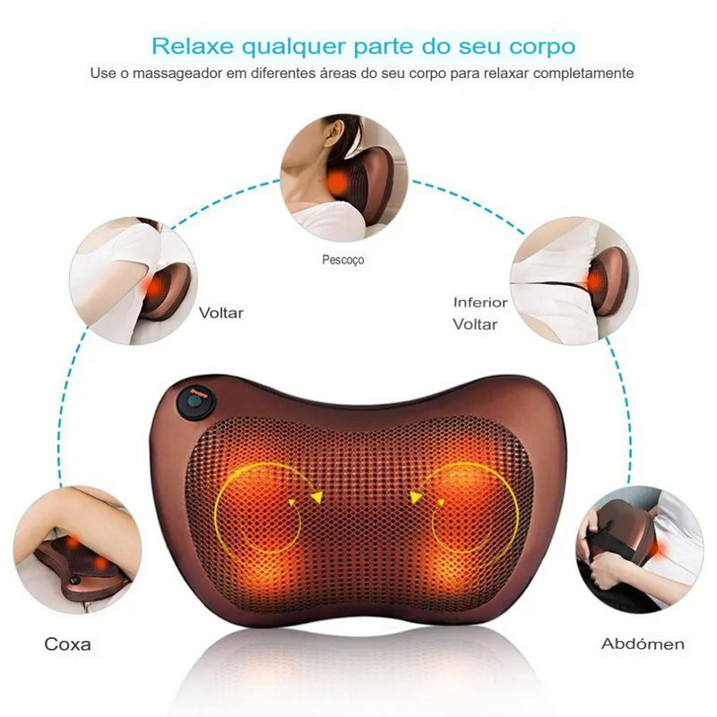 Travesseiro Massageador Eletrico Pescoço Lombar Shiatsu