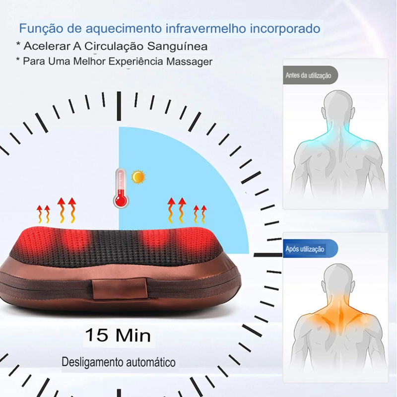 Travesseiro Massageador Eletrico Pescoço Lombar Shiatsu