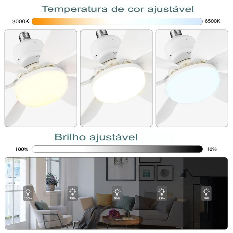 Ventilador de Teto Super Silencioso Iluminação  e Ventilação C/ Controle Remoto 40W